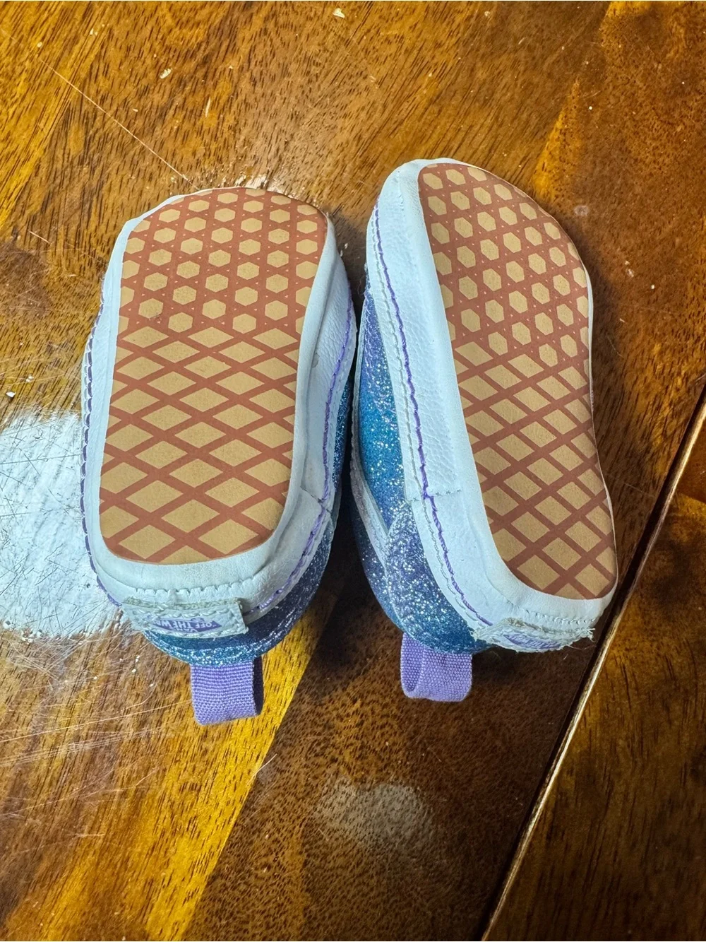 Vans Kids Glitter Teal & Purple Slip-On Style Sneakers